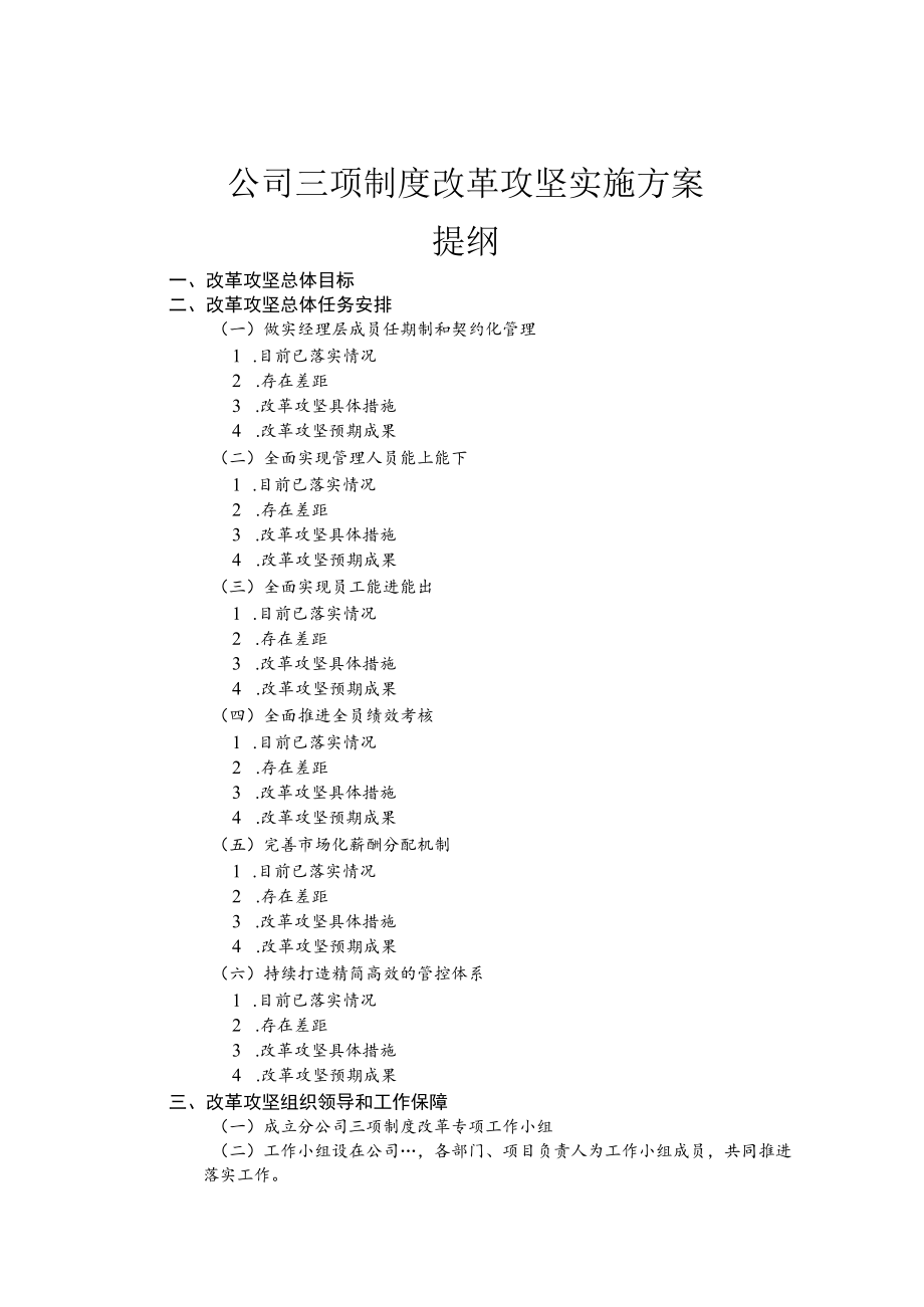 公司三项制度改革攻坚实施方案.docx_第1页