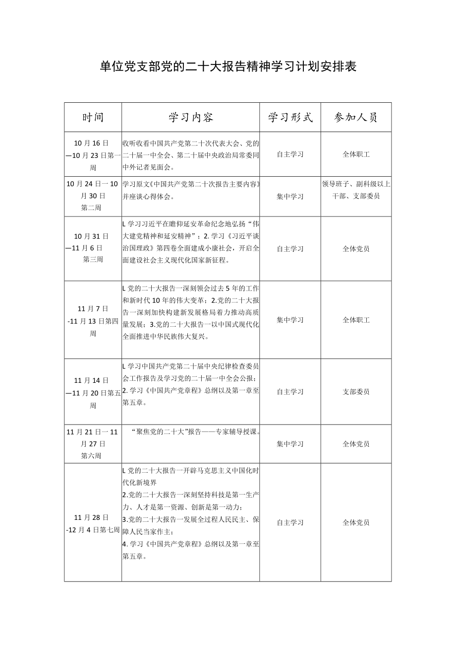 2022－2023党组党委党支部班子学习报告精神教育活动计划安排表2份.docx_第2页