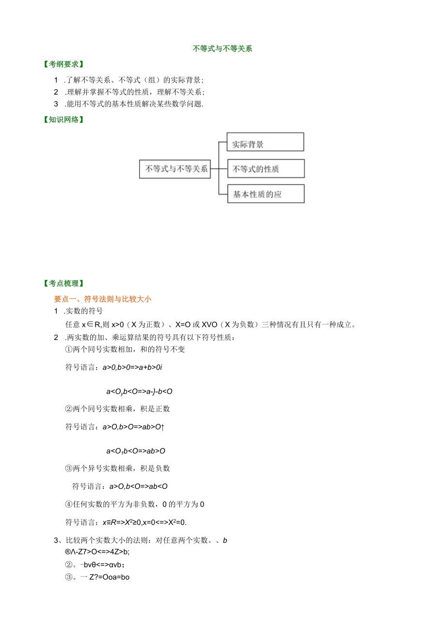 不等式与不等关系知识梳理.docx_第1页