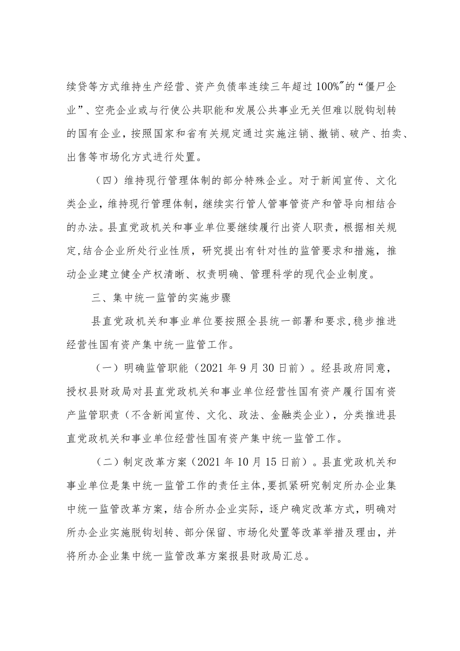 XX县县直党政机关和事业单位经营性国有资产集中统一监管实施方案.docx_第3页