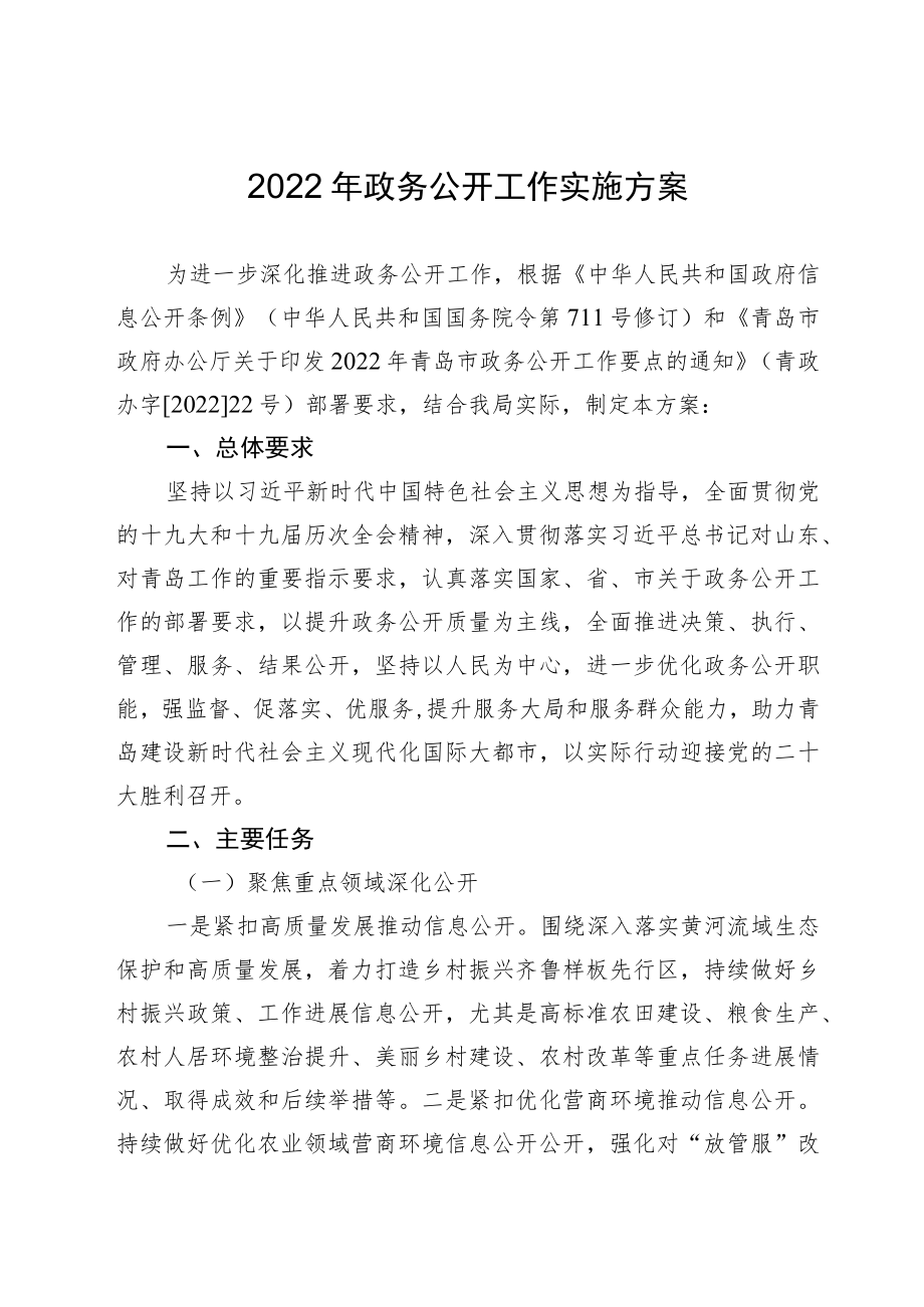 2022年政务公开工作实施方案.docx_第1页