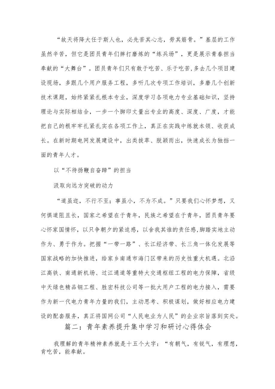 (9篇)青年素养提升集中学习和研讨心得体会.docx_第2页