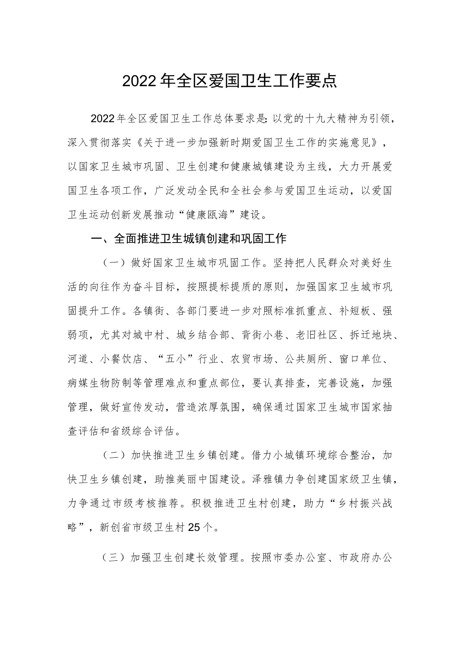 2022年全区爱国卫生工作要点.docx_第1页