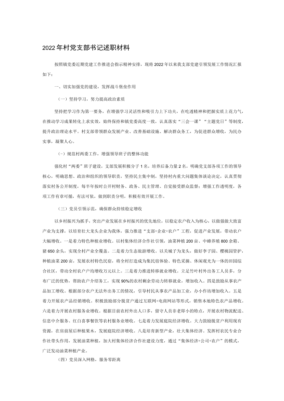 2022年村党支部书记述职材料.docx_第1页