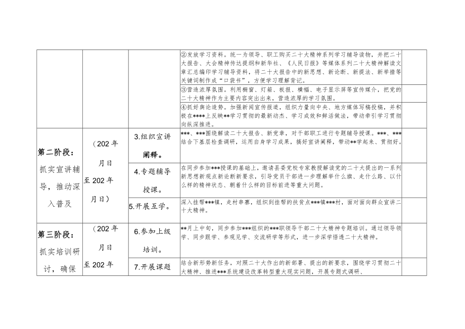 2022党员干部个人及党支部学习党的报告精神学习计划表共2份.docx_第3页