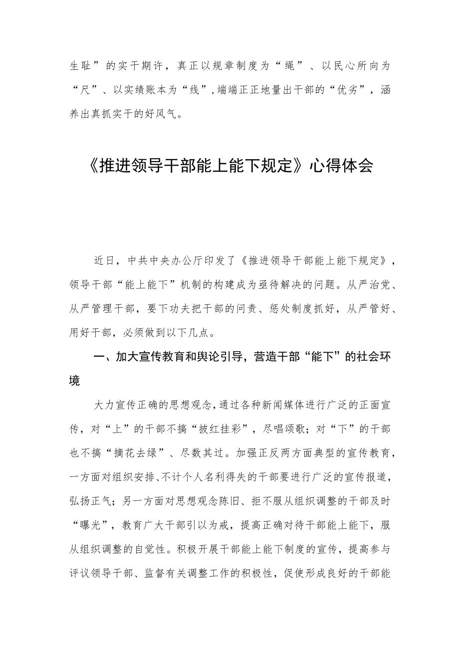 《推进领导干部能上能下规定》心得体会四篇.docx_第3页