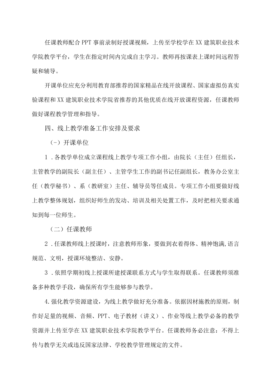 XX建筑职业技术学院关于做好常态化疫情防控期间线上教学工作的相关通知.docx_第2页