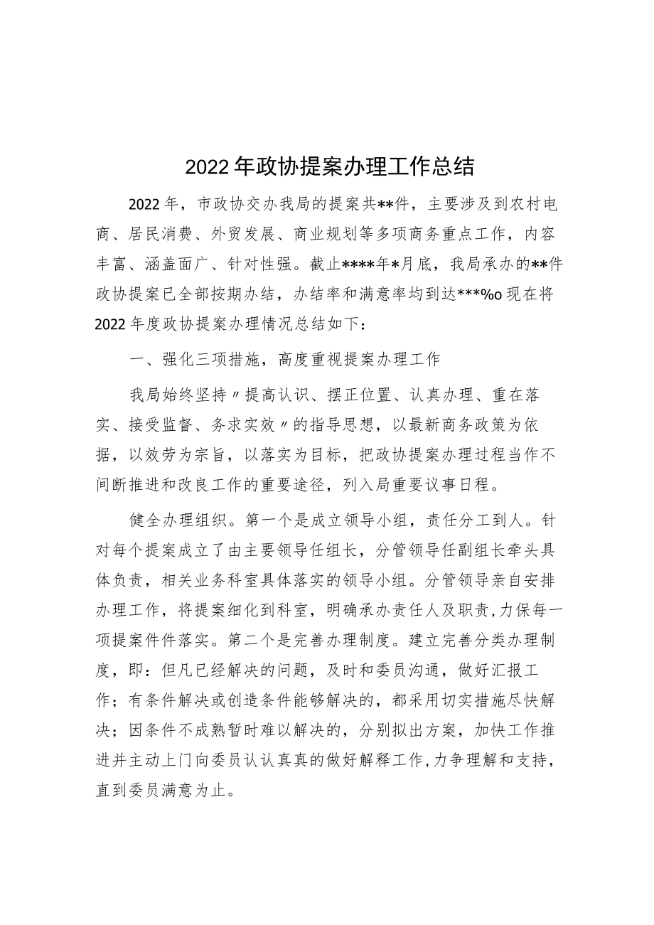 2022年政协提案办理工作总结.docx_第1页