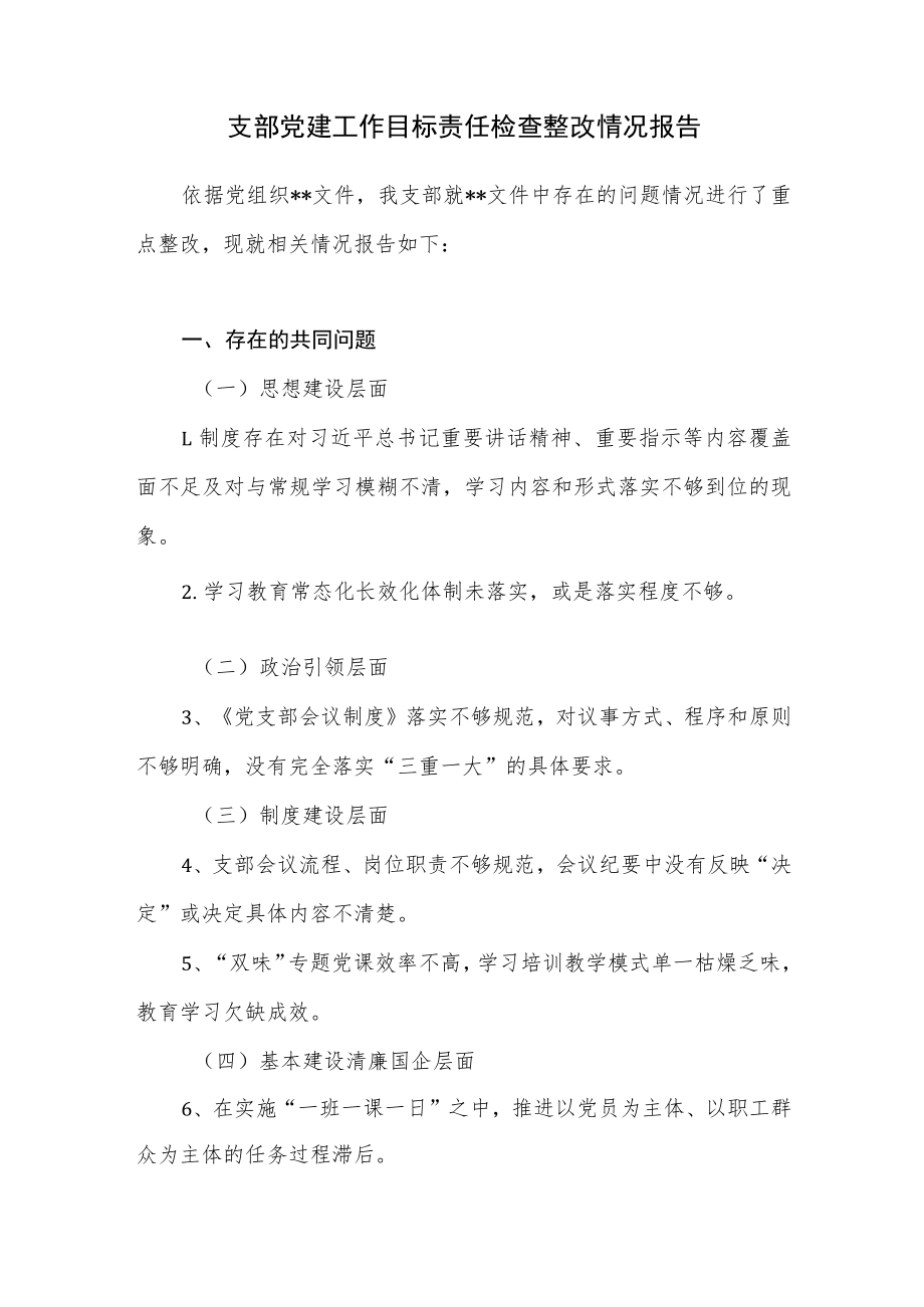 2022党支部党建工作目标责任检查整改情况报告.docx_第1页