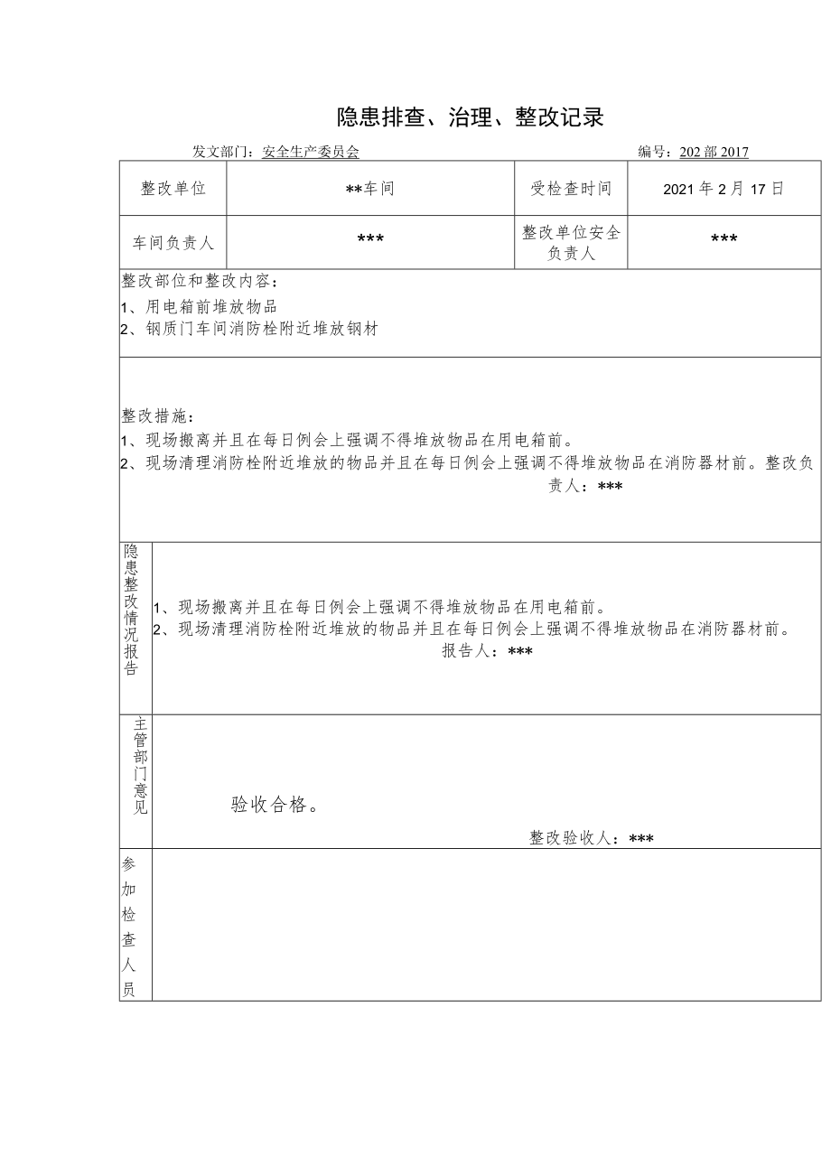 2022版《隐患排查、治理、整改记录样本》.docx_第1页