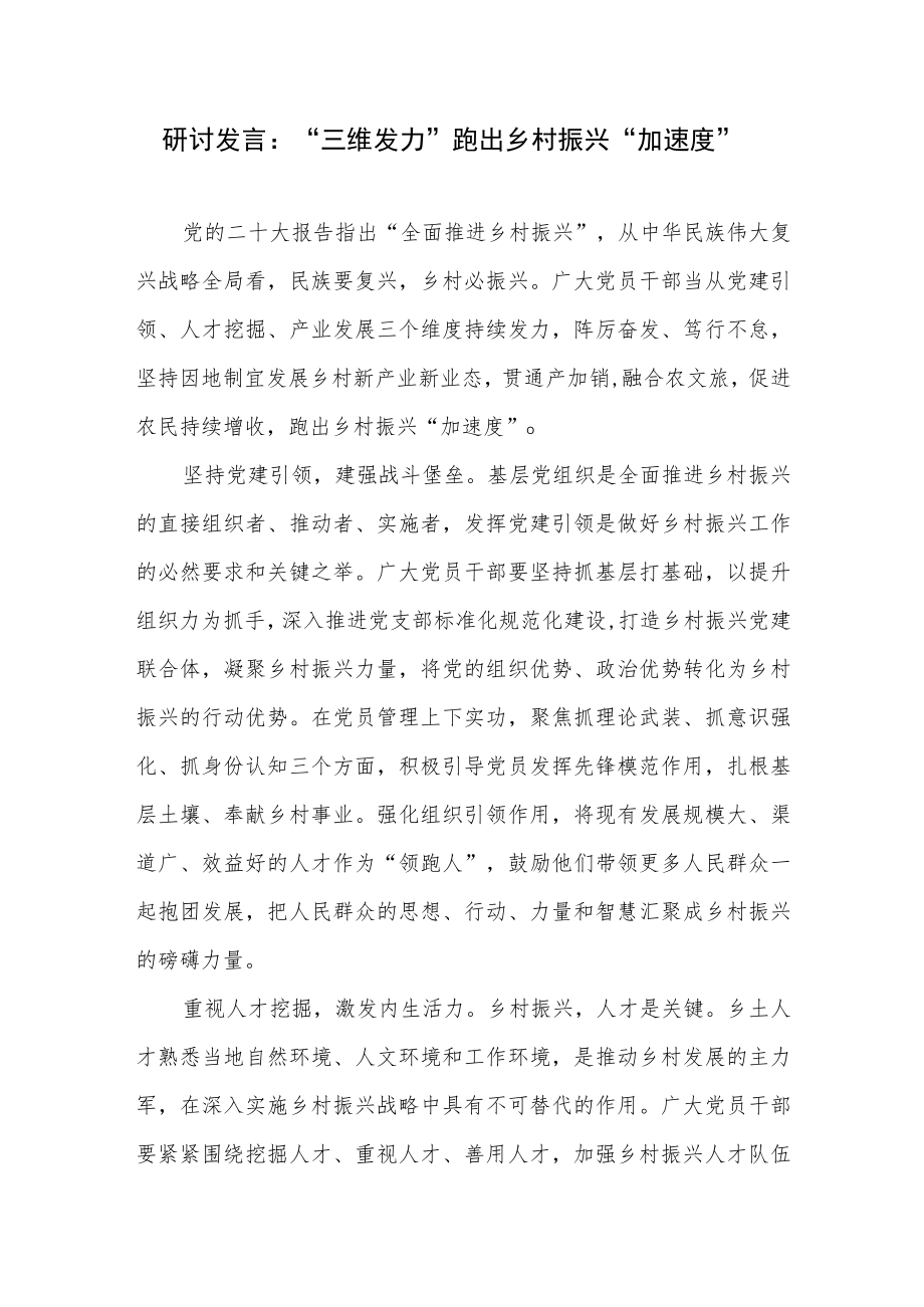 2022-2023年领导干部乡村振兴专题学习研讨发言材料3篇.docx_第2页