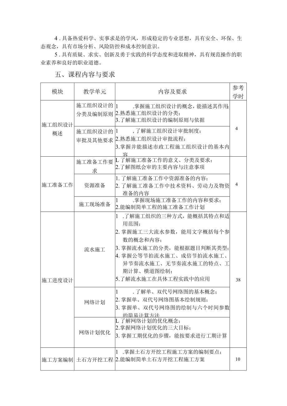 8.中职市政工程施工专业《市政工程施工组织与管理》课程标准.docx_第2页