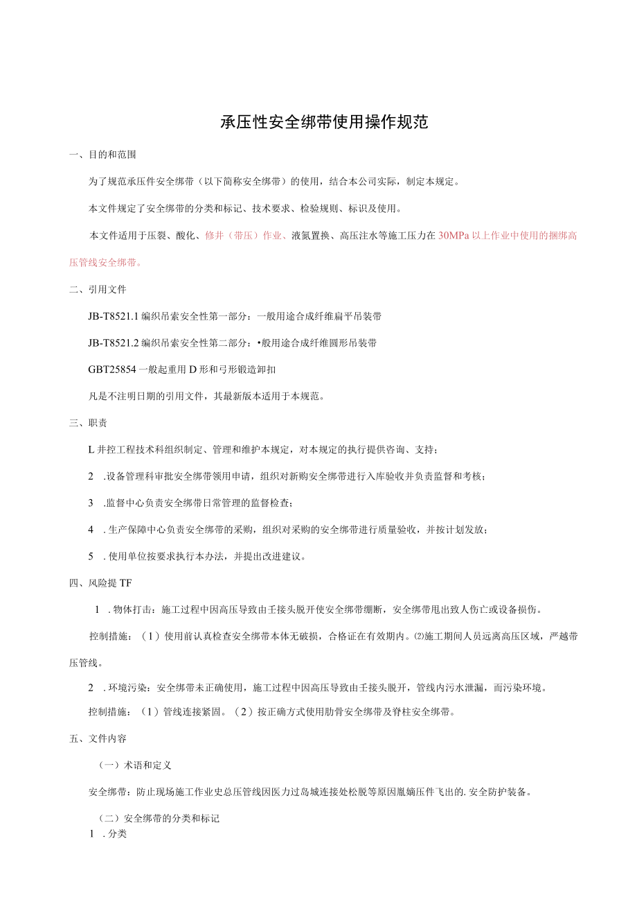 承压件安全绑带使用操作规范.docx_第1页