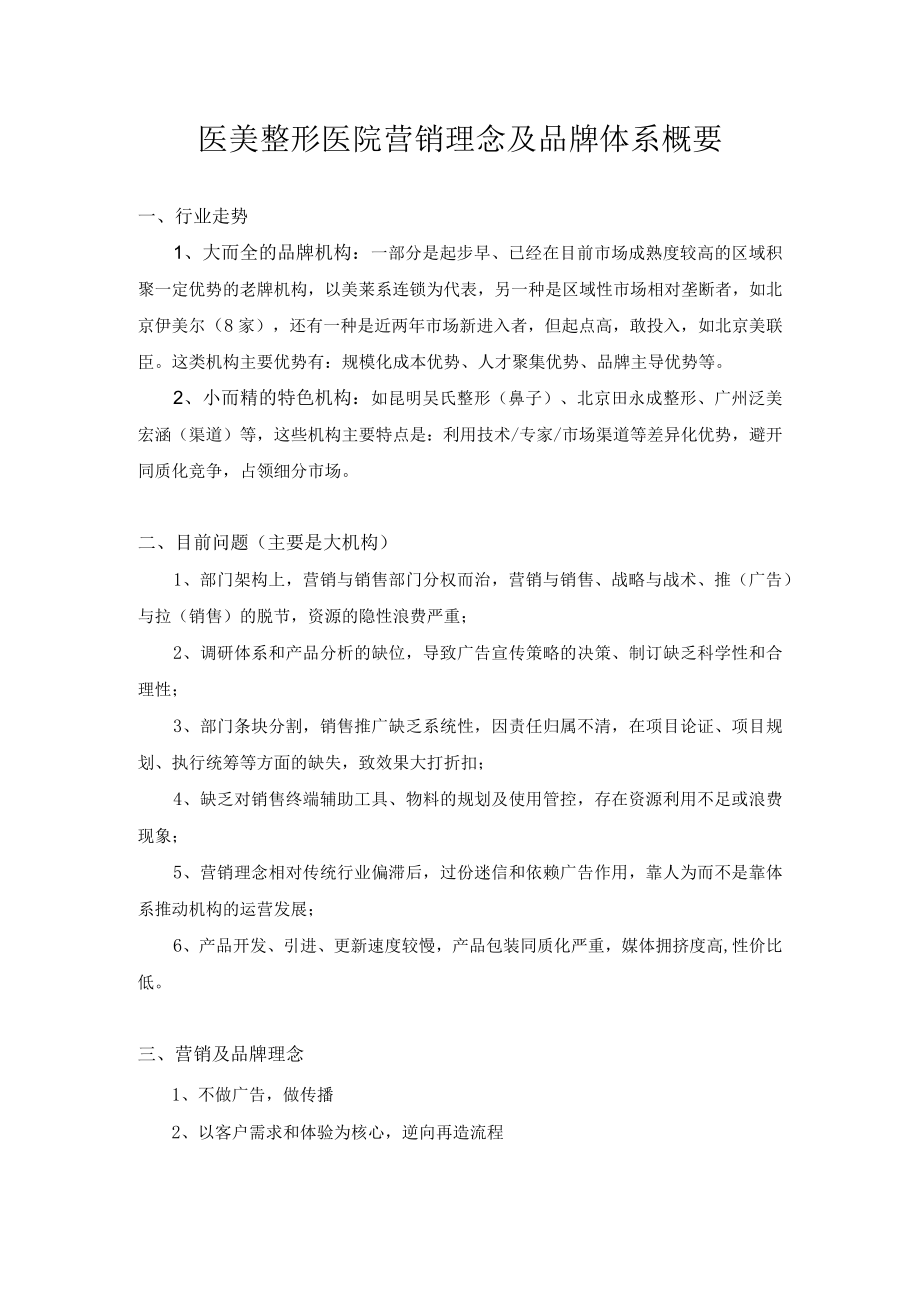 医美整形医院营销理念及品牌体系概要.docx_第1页