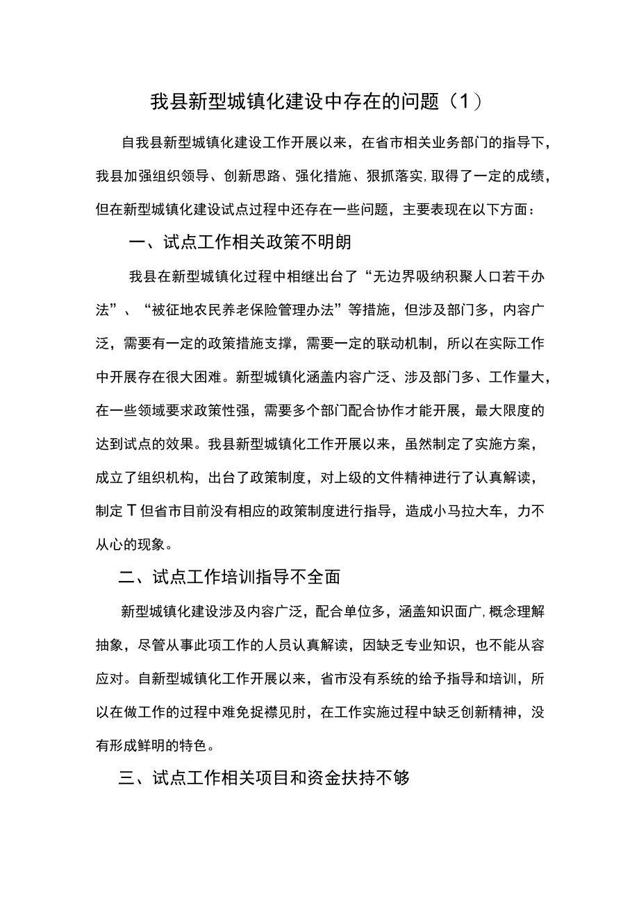 新型城镇化存在的问题.docx_第1页