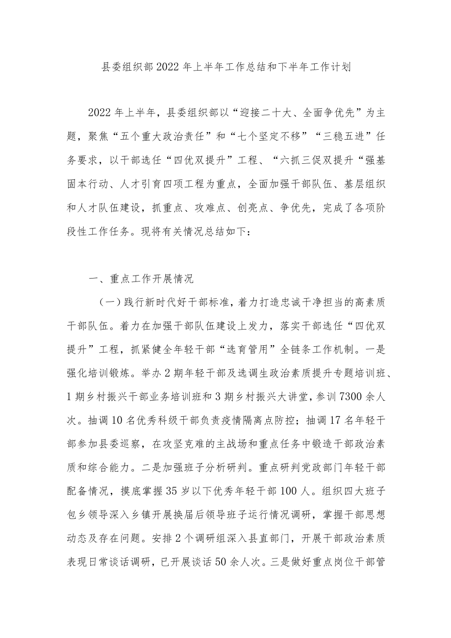 2022上半县委组织部工作总结和下半工作计划.docx_第2页