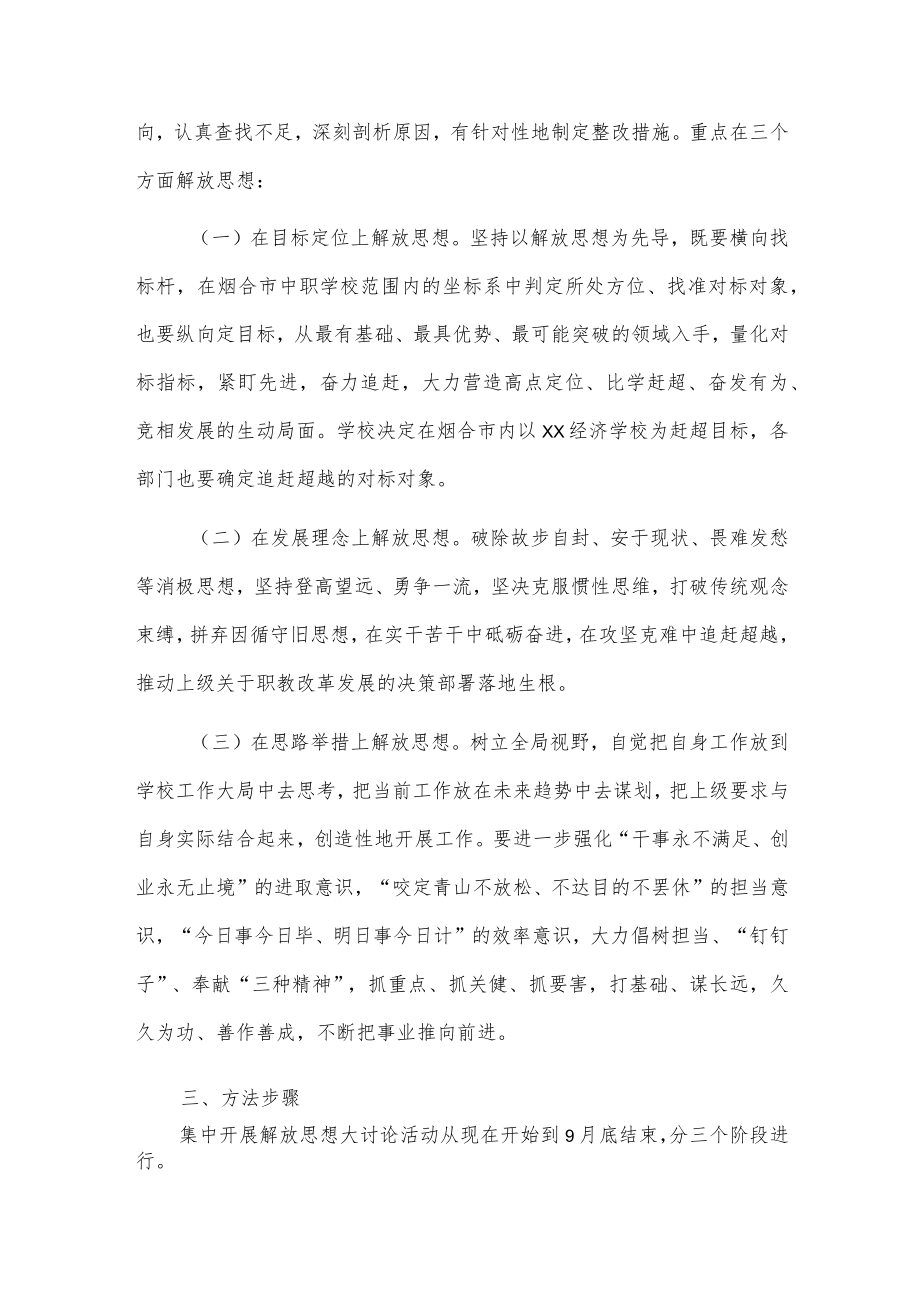 关于在全校集中开展解放思想大讨论活动的实施方案.docx_第2页