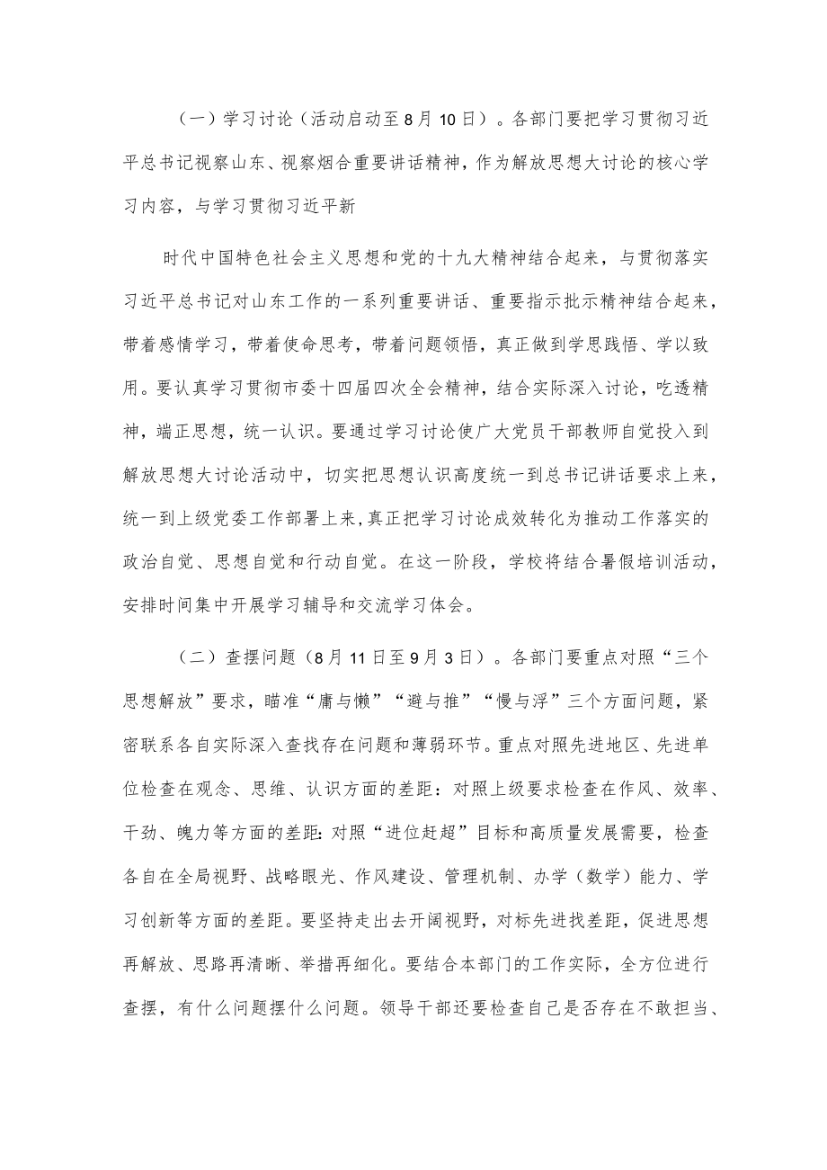 关于在全校集中开展解放思想大讨论活动的实施方案.docx_第3页