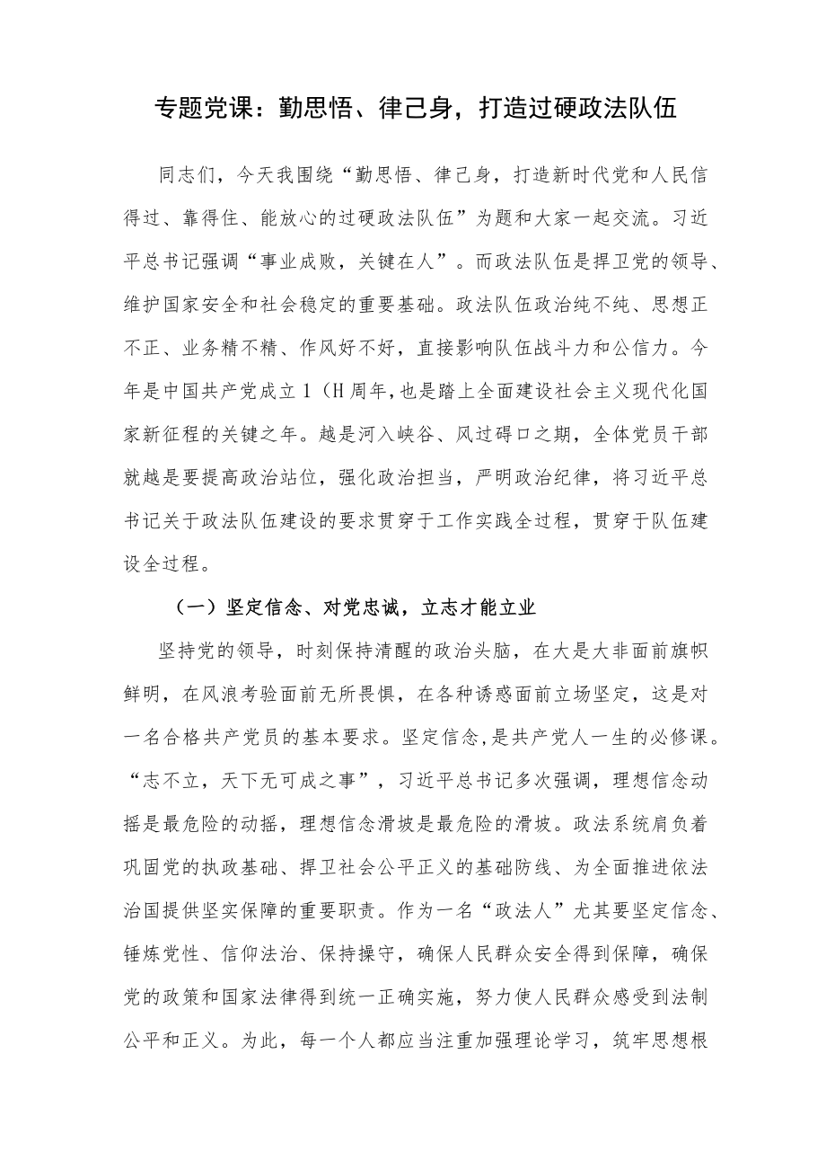 2022书记领导给政法队伍党员干部上的党课讲稿3篇.docx_第2页