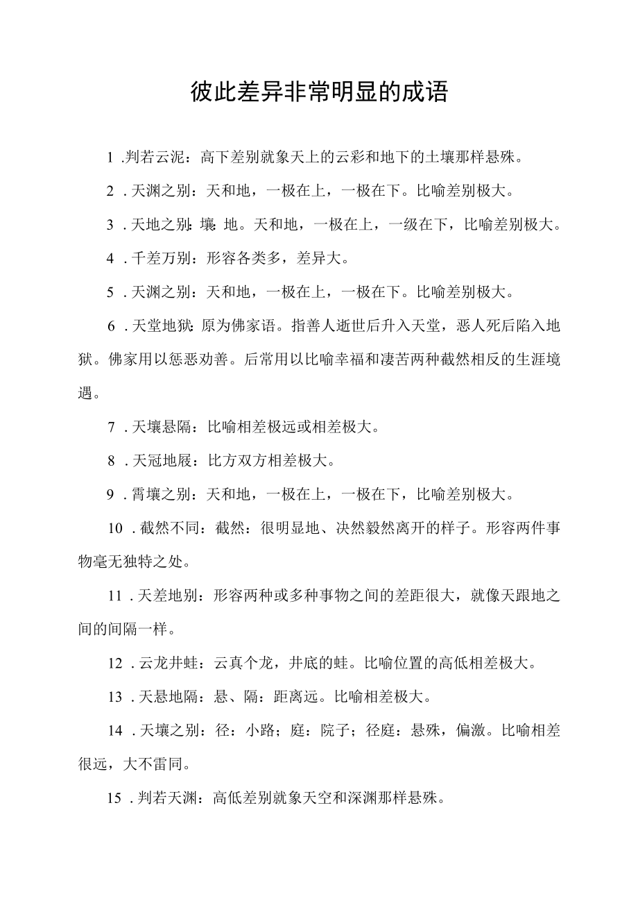 彼此差异非常明显的成语.docx_第1页