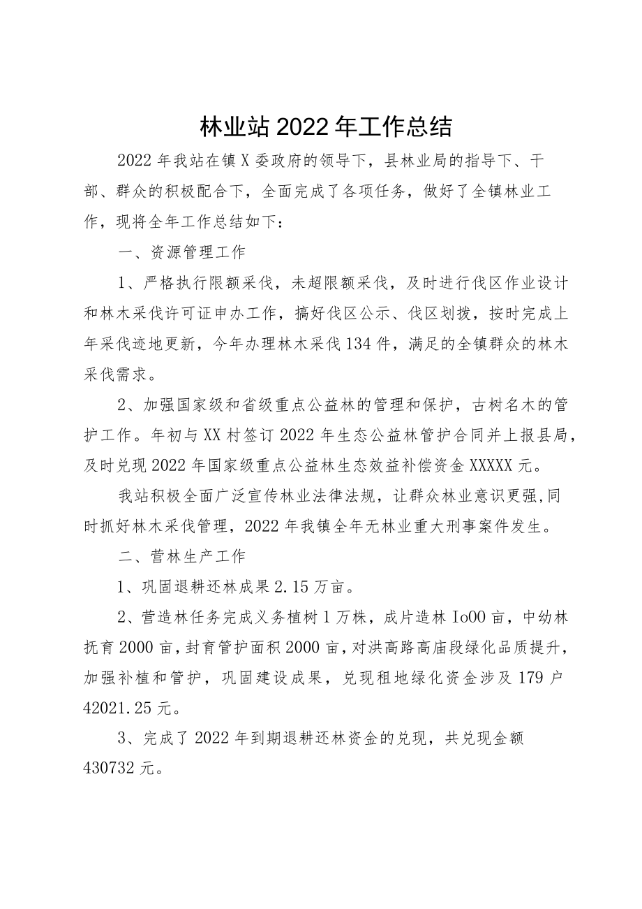 林业站2022年工作总结.docx_第1页