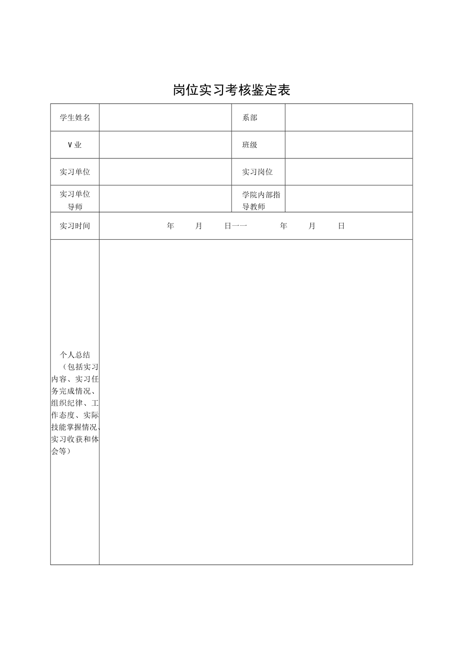 岗位实习考核鉴定表.docx_第1页