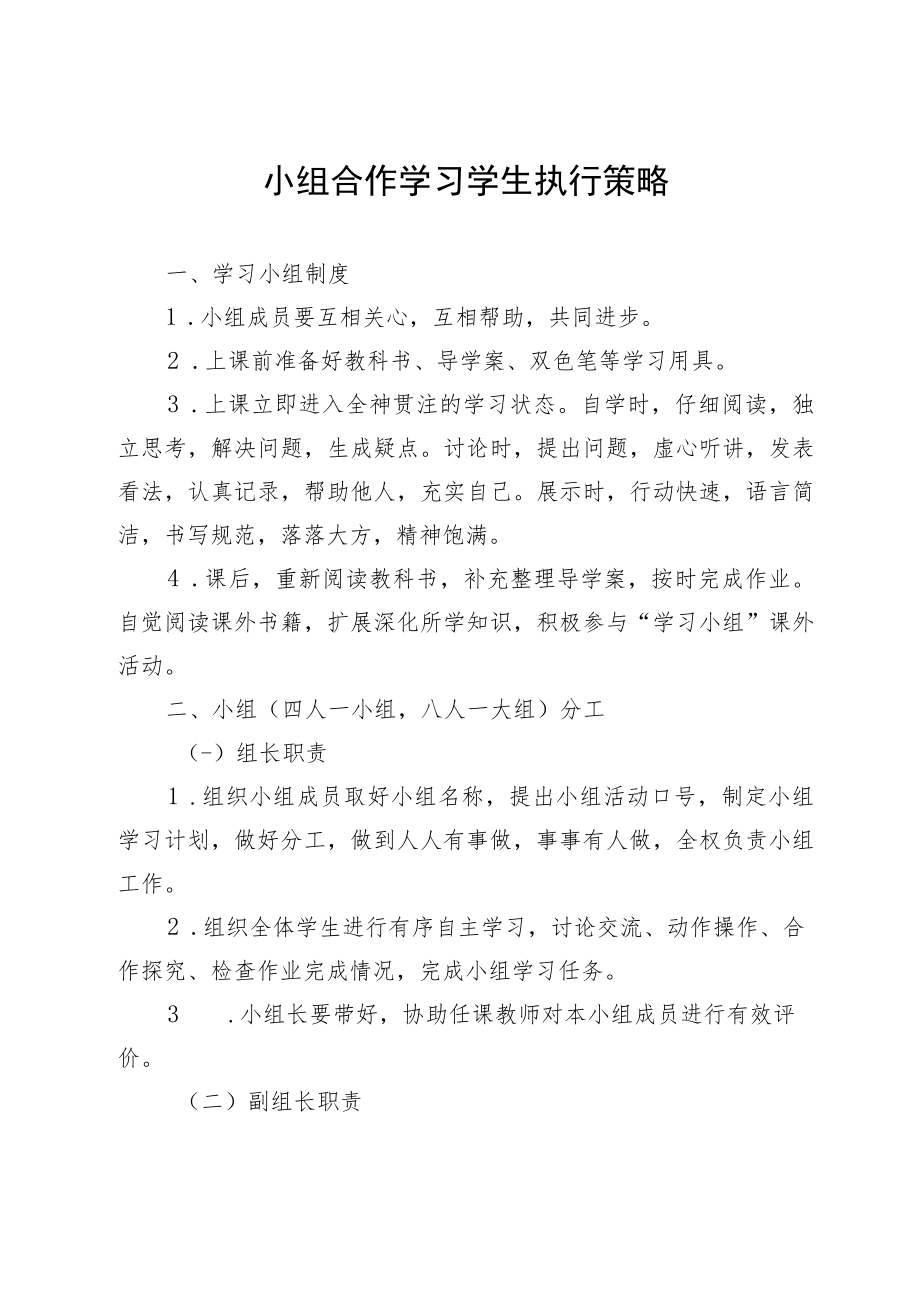 小组合作学习学生执行策略.docx_第1页