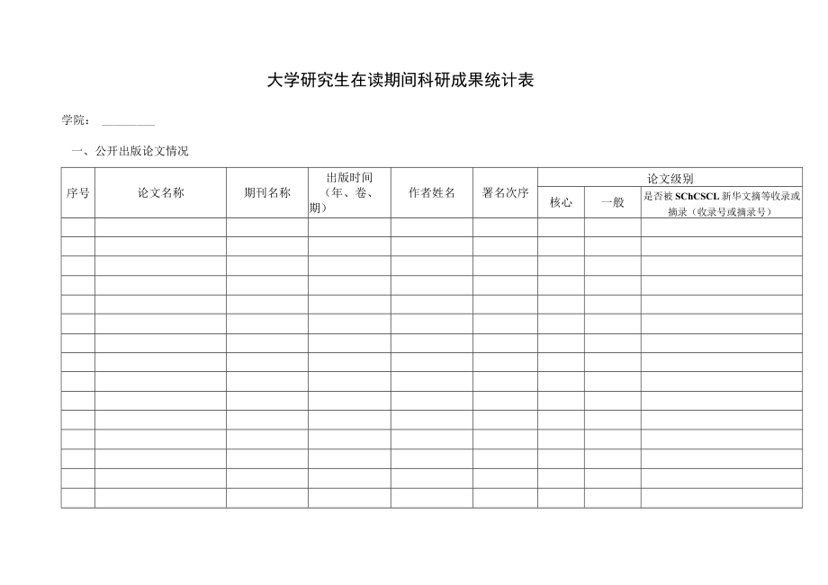 大学研究生在读期间科研成果统计表.docx_第1页