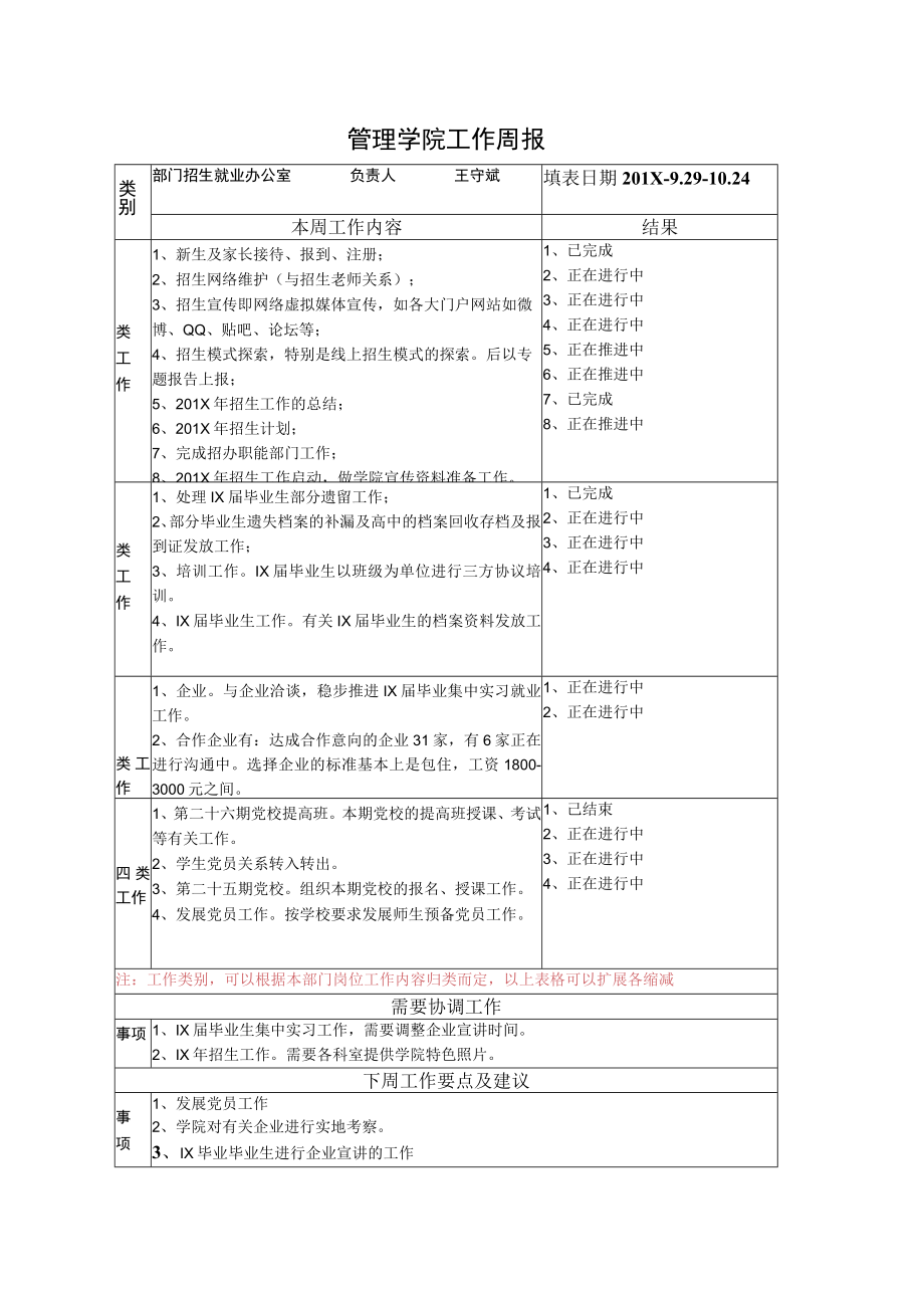 招生就业部门-王守斌人-周报(第5-8周).docx_第1页