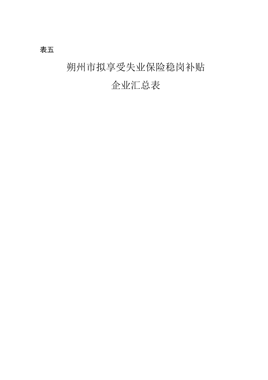 表五朔州市拟享受失业保险稳岗补贴企业汇总表.docx_第1页