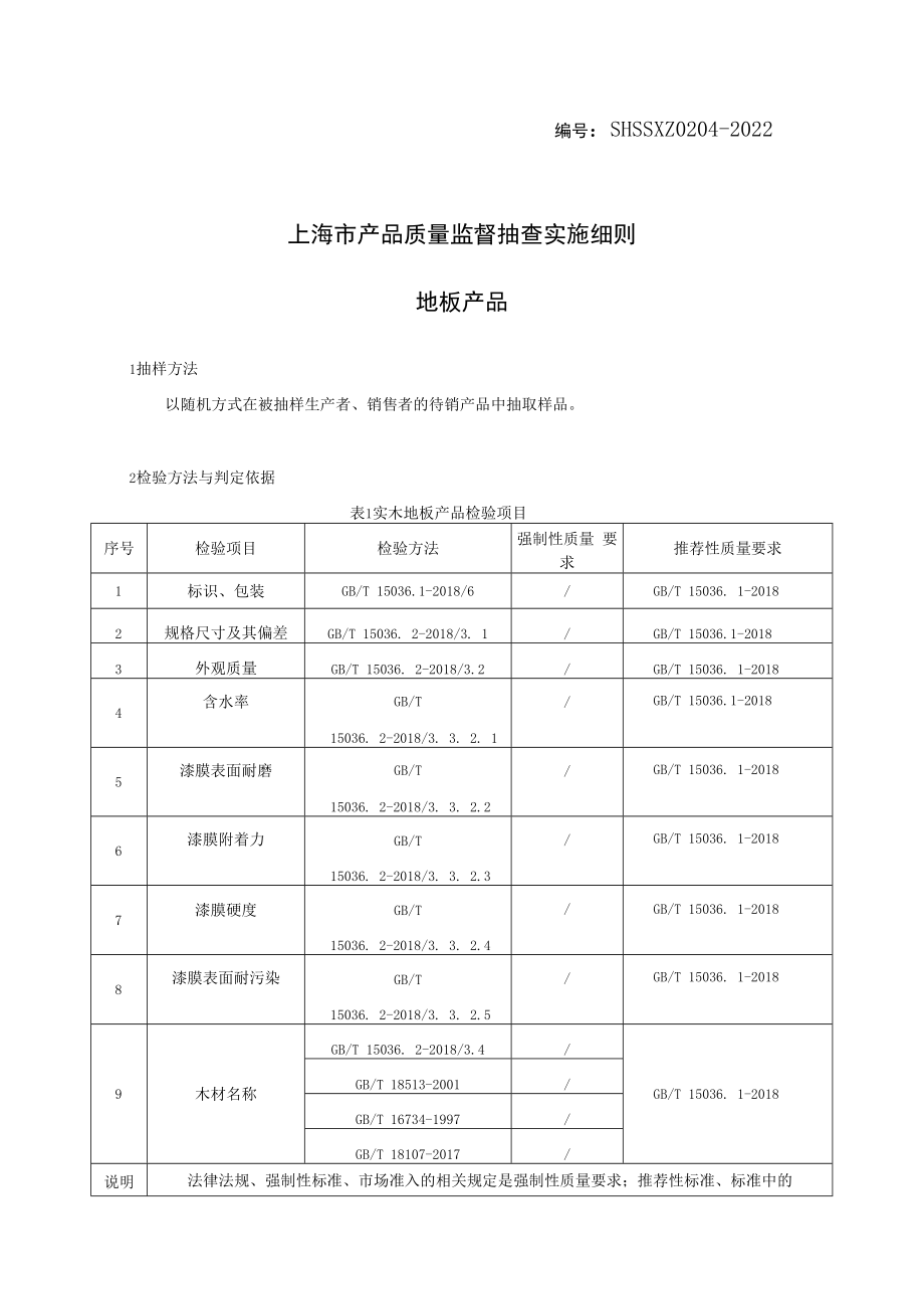 SHSSXZ0204-2022地板上海市产品质量监督抽查实施细则.docx_第1页