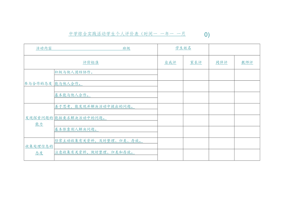 中学综合实践活动学生个人评价表.docx_第1页