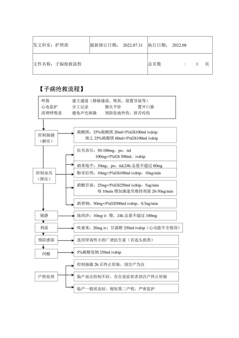 2022年9月《子痫抢救流程》.docx_第1页