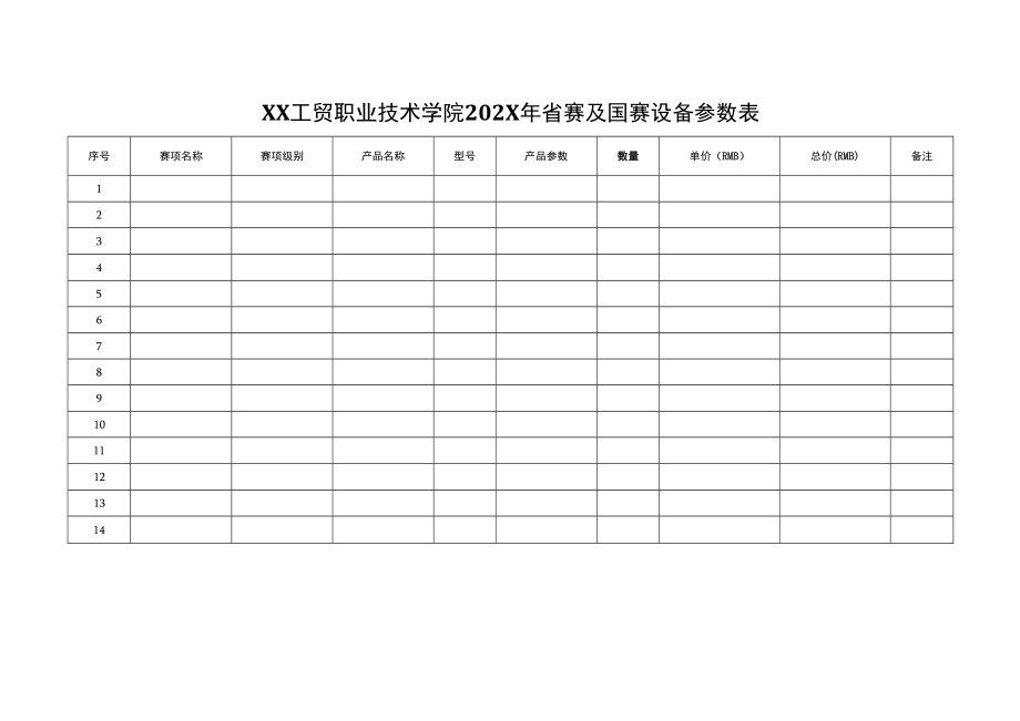 XX工贸职业技术学院关于报送202X年职业院校技能大赛省赛及国赛设备参数的通知.docx_第2页