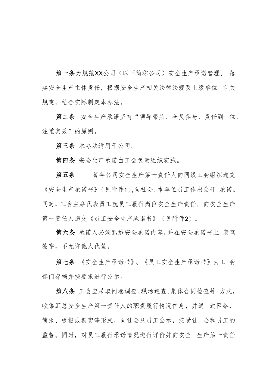 2022《公司安全生产承诺管理办法》.docx_第1页