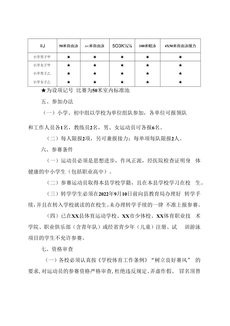 2022年XX县中小学生游泳比赛规程.docx_第2页