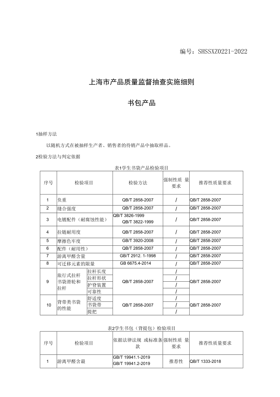 SHSSXZ0221-2022书包上海市产品质量监督抽查实施细则.docx_第1页