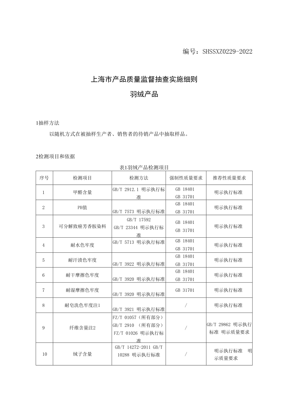 SHSSXZ0229-2022羽绒产品上海市产品质量监督抽查实施细则.docx_第1页