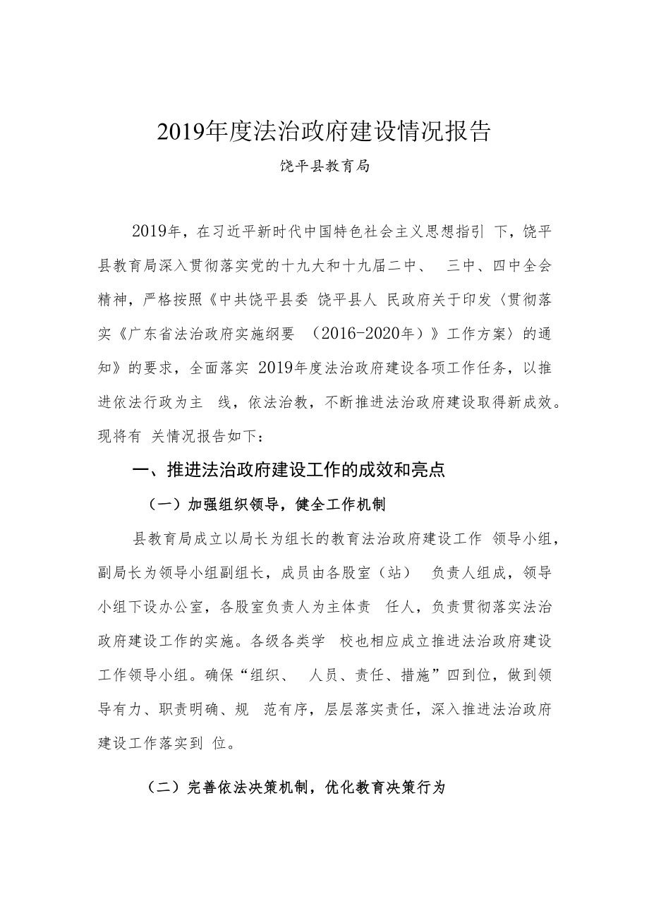 2019年度法治政府建设情况报告.docx_第1页