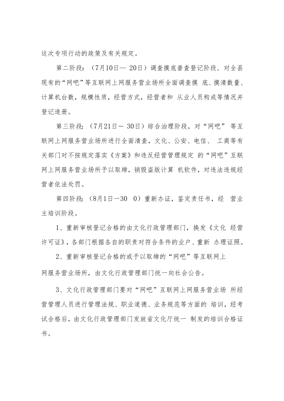 XX县“网吧”等互联网上网服务营业场所专项治理行动实施方案.docx_第3页