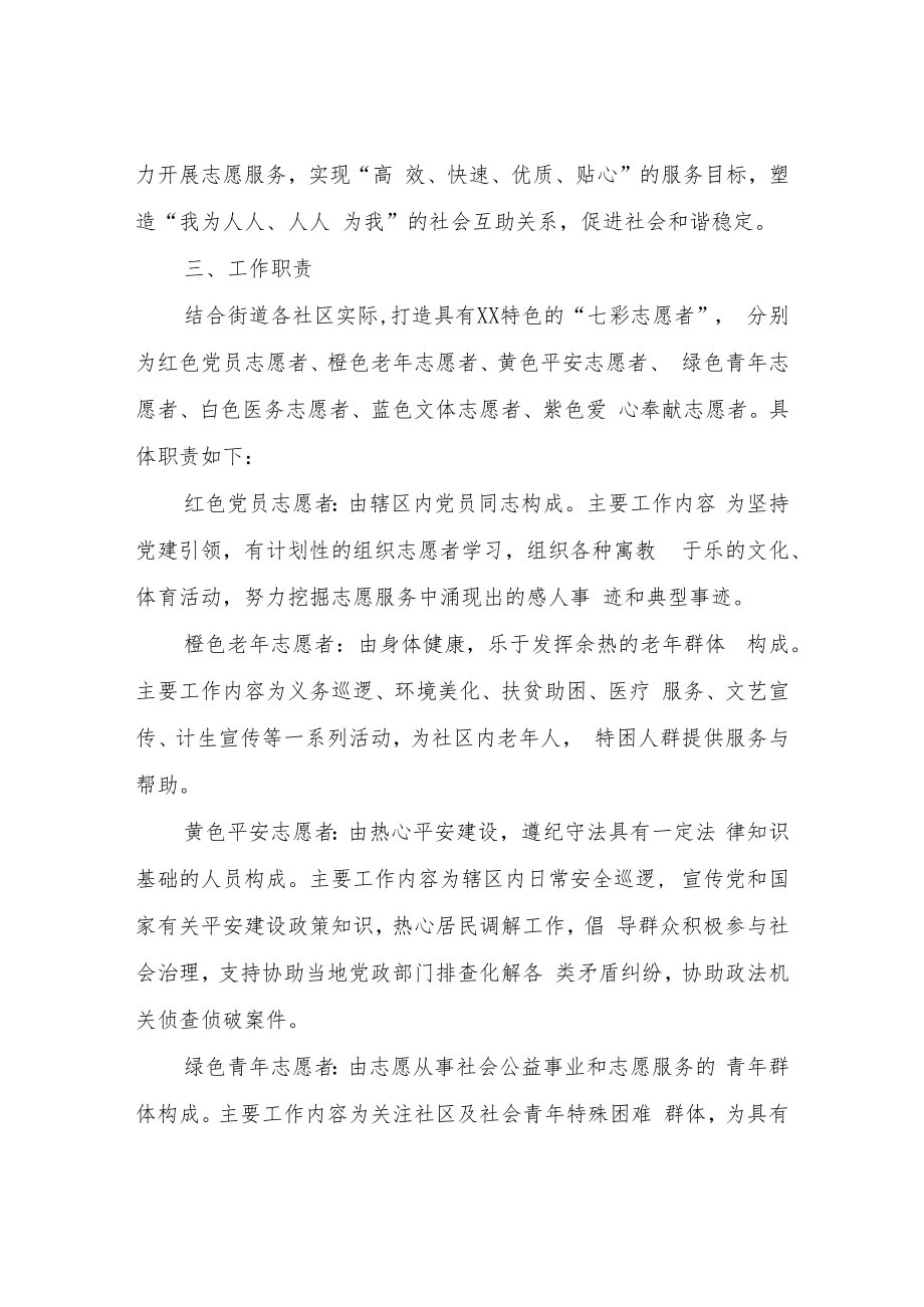 XX街道七彩志愿者建设实施方案.docx_第2页