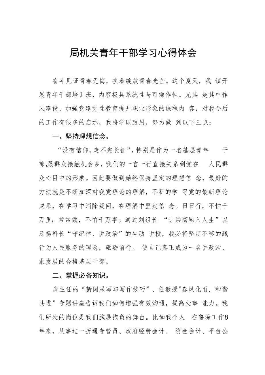 2022年年轻干部理论学习心得体会五篇范例合集.docx_第1页