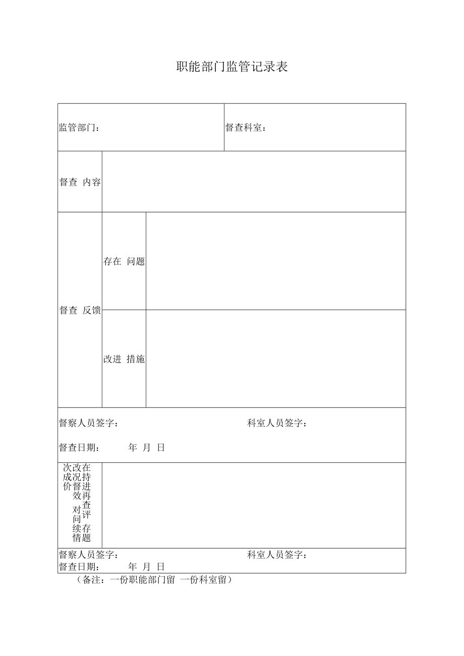 2022《医院职能部门监管记录表》.docx_第1页