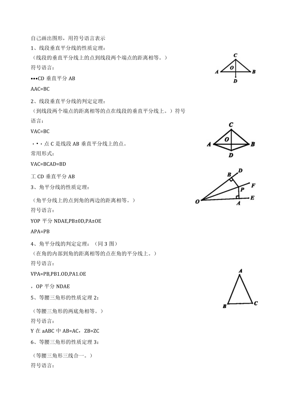 八年级上学期几何证明知识点汇总以及符号语言使用规范.docx_第1页