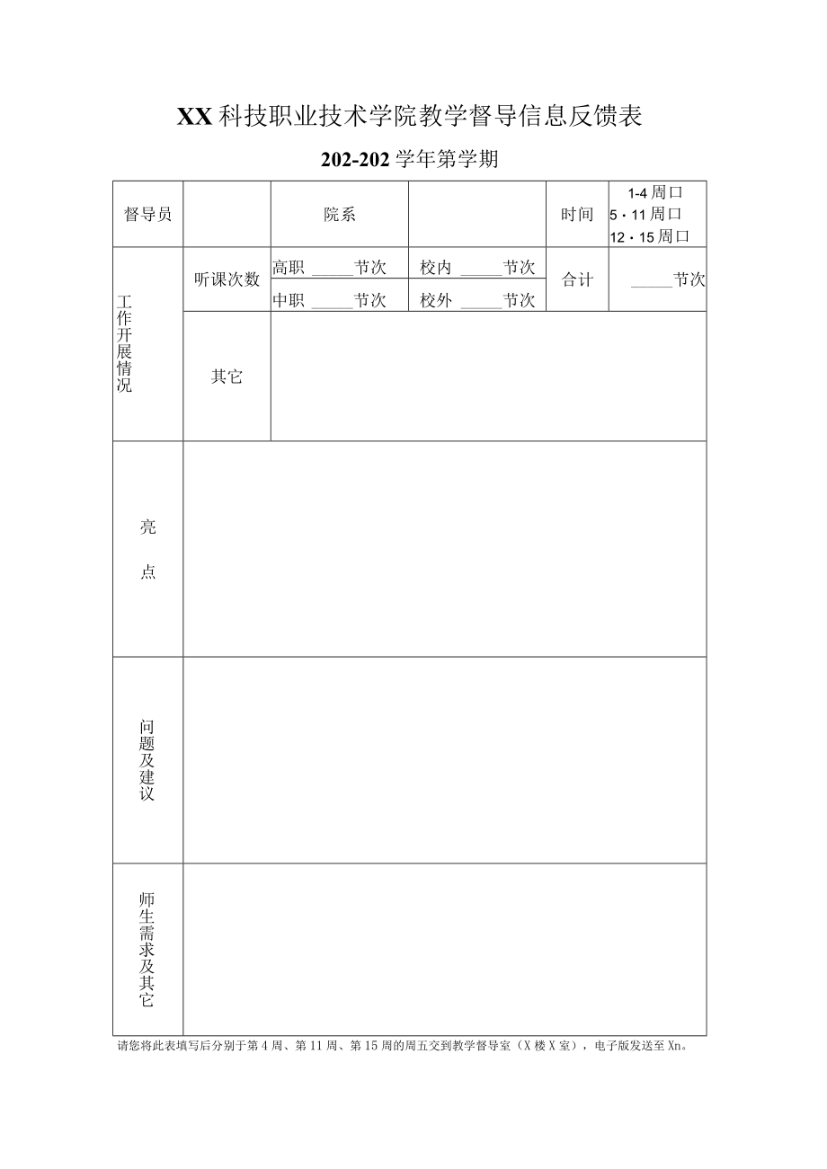 XX科技职业技术学院教学督导信息反馈表.docx_第1页