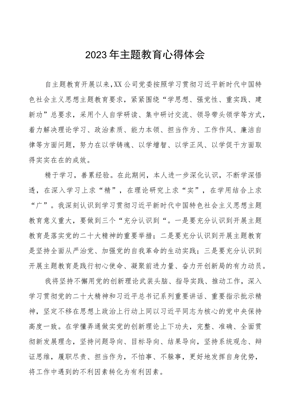 发电厂厂长2023年主题教育心得体会十三篇.docx_第1页