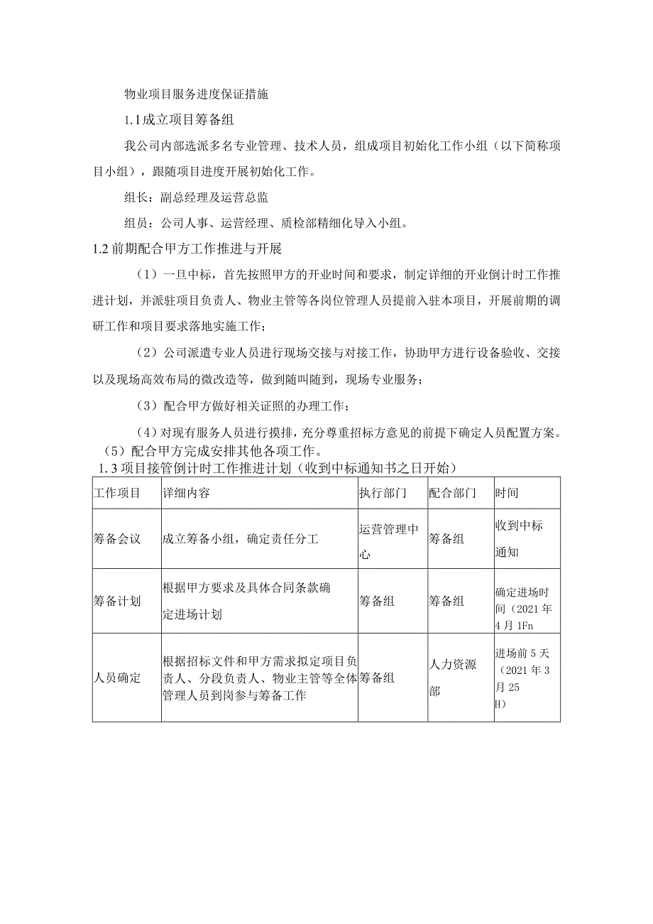 物业项目服务进度保证措施.docx_第1页