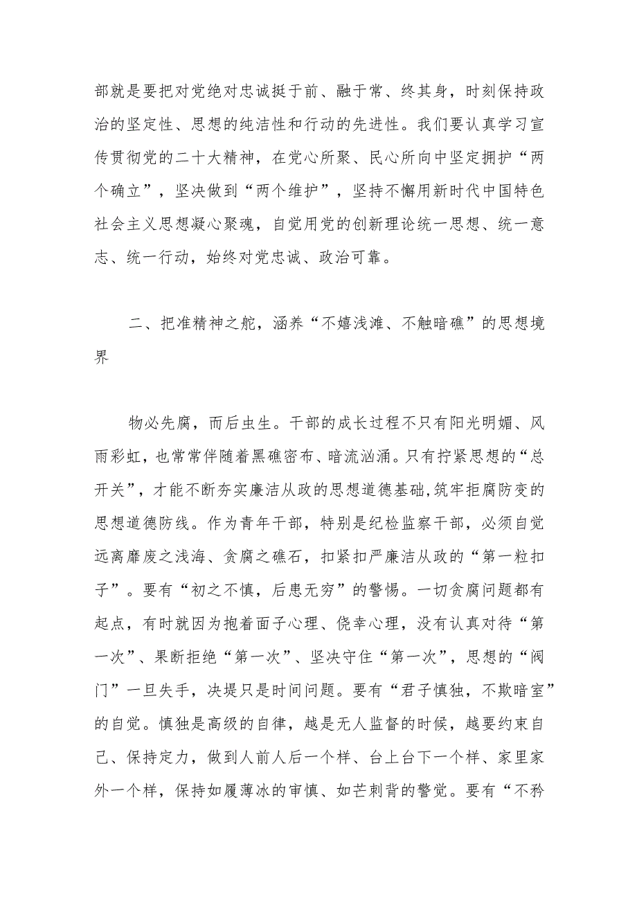 青年干部在纪委机关党支部集体学习研讨会上的发言.docx_第2页