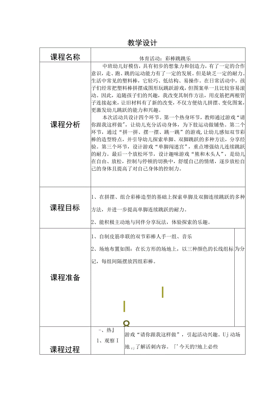 幼儿园中班体育《彩棒跳跳乐》教学设计.docx_第1页