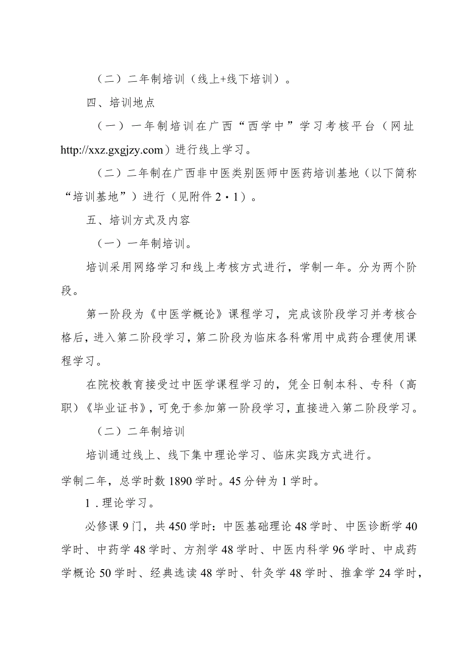 广西壮族自治区非中医类别医师学习中医药知识培训考核方案（第二次征求意见稿）.docx_第2页